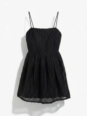 H&M Textured Black Spaghetti Strap Mini Dress